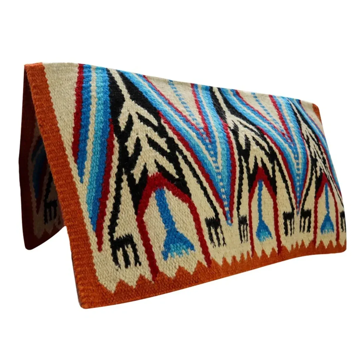TuffRider Bandera Western Woven Saddle Blanket- Royal/Rust- 34 x 36 - Image 2