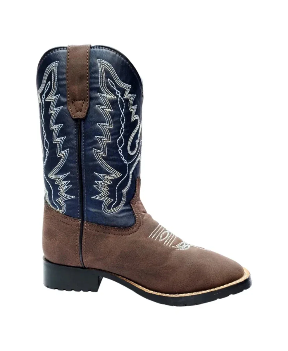 TuffRider Children's Acadia Square Toe Western Boot- Brown with Tan- 10C - Image 2