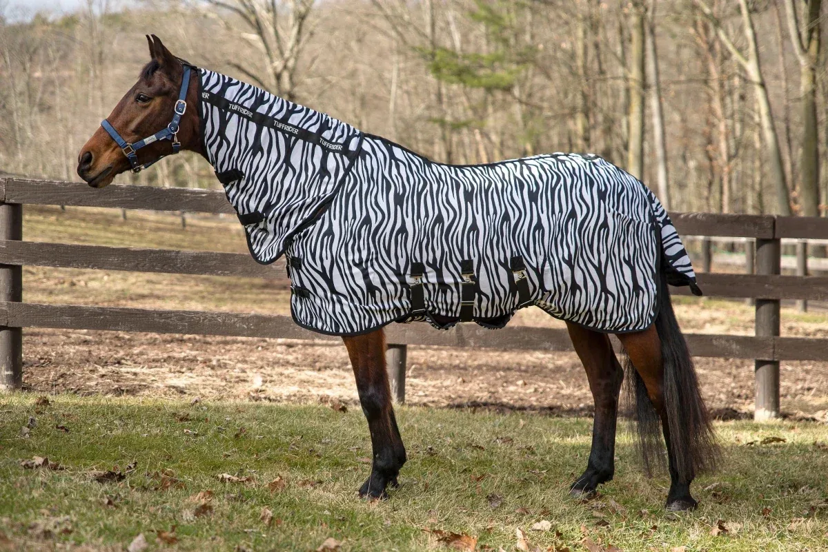 TuffRider Comfy Plus Combo Neck Fly Sheet- Zebra Print, 69 in - Image 2
