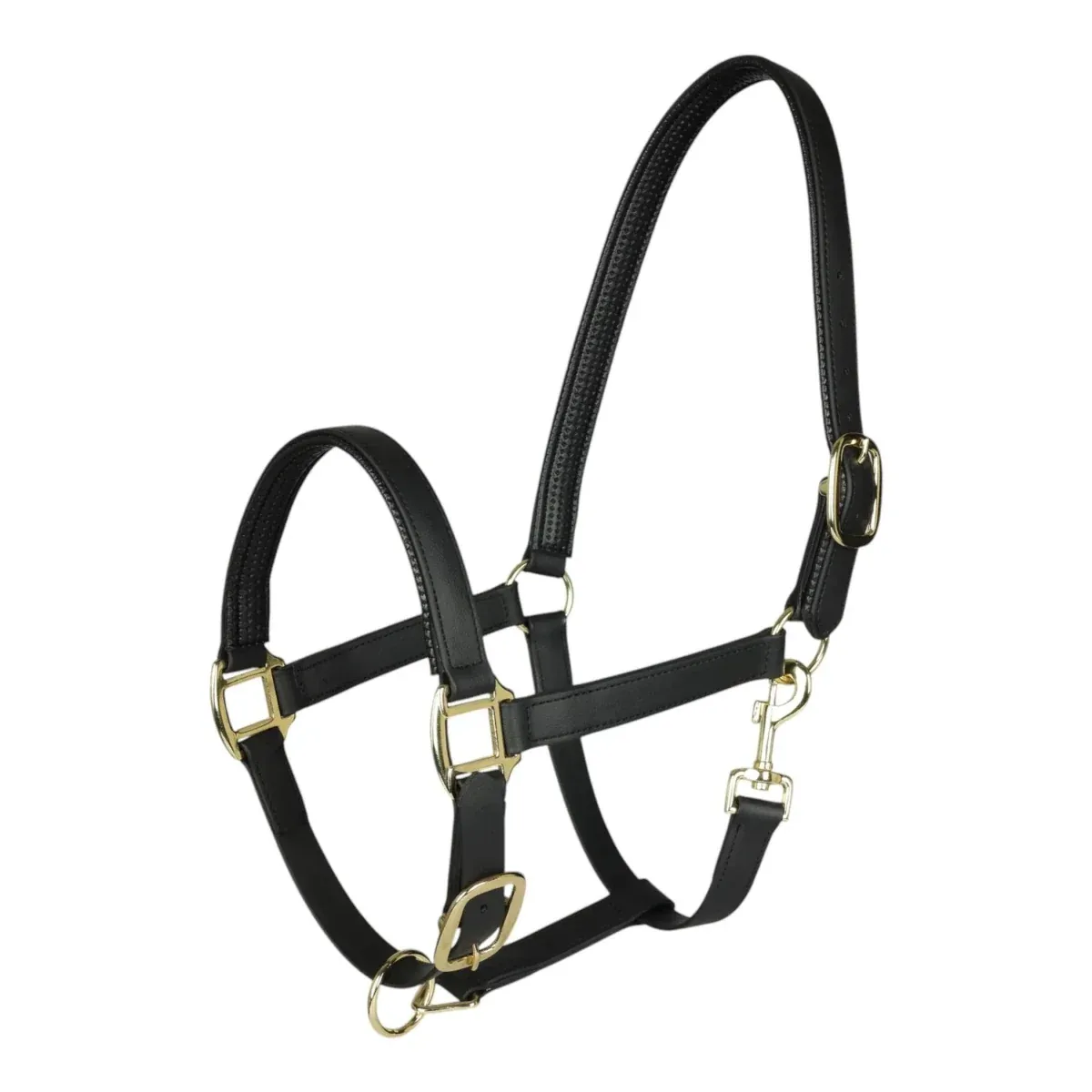 TuffRider EasyCare EquiLeather Heavy-Duty Break Away Halter with Brass Plated Fittings-Black-Cob