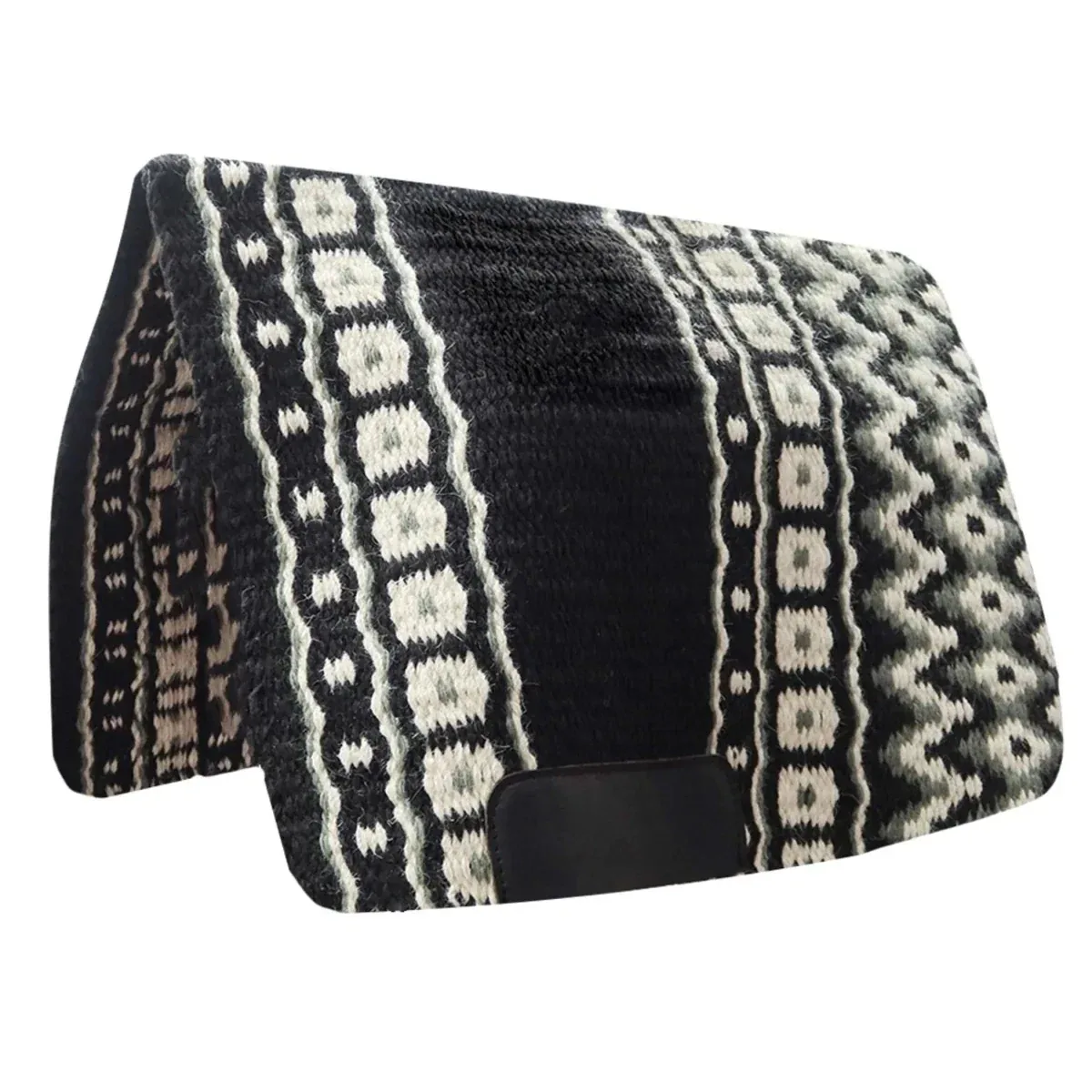 TuffRider Fort Worth Western Show Blanket with Wear Leathers- Black/White- 34 x 40 - Image 2