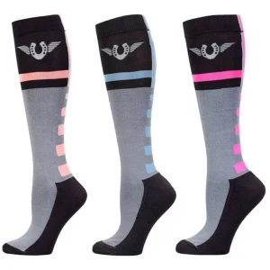 Tuffrider Impulsion Knee Hi Socks - 3 Pack Neon Pe