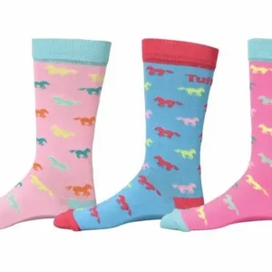 Tuffrider Kids Neon Pony Socks 3pk Brown