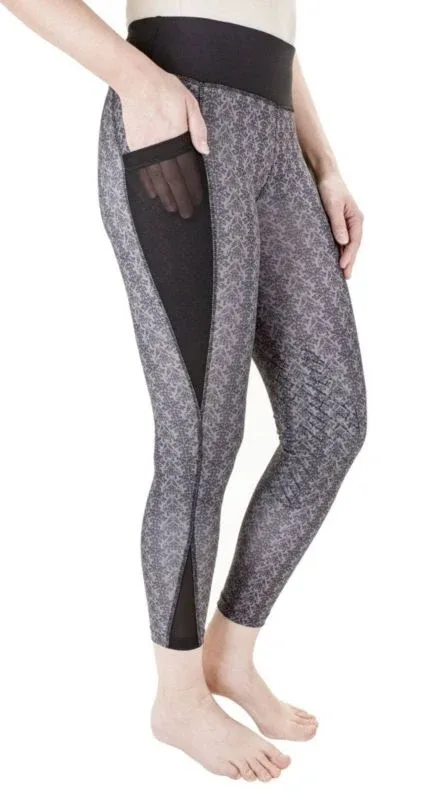 TuffRider Ladies Damask Tights L Black/White - Image 2