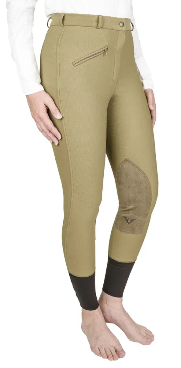 TuffRider Ladies Ribb Knee Patch Breeches- Sage- 24 - Image 2