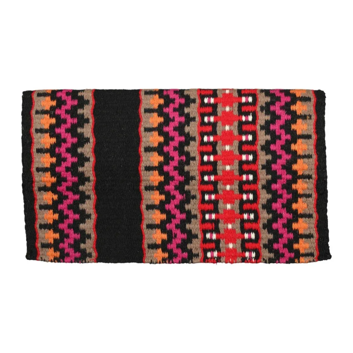 TuffRider Lubbock Double Weave Saddle Blanket-Black/Pink/Orange-34 x 40 in - Image 2