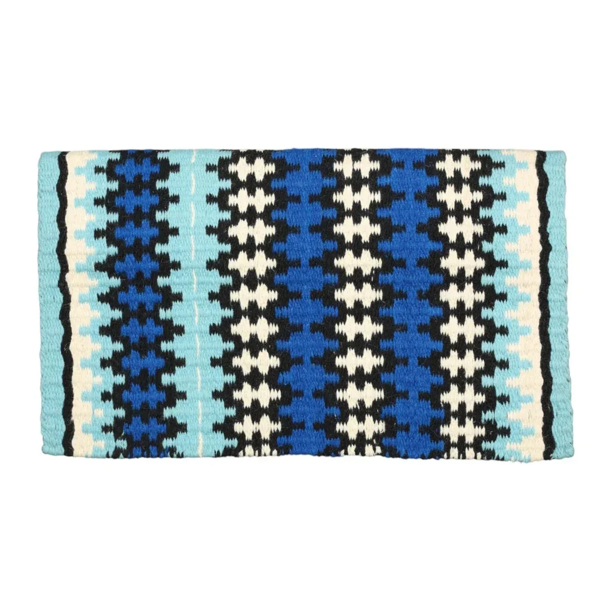 TuffRider Shawnee Double Weave Saddle Blanket-Lt. Blue/R.Blue/Black-34 x 42 in - Image 2
