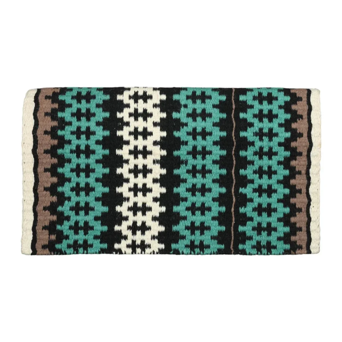 TuffRider Tulsa Double Weave Saddle Blanket-White/Green/Black-34 x 40 in - Image 2