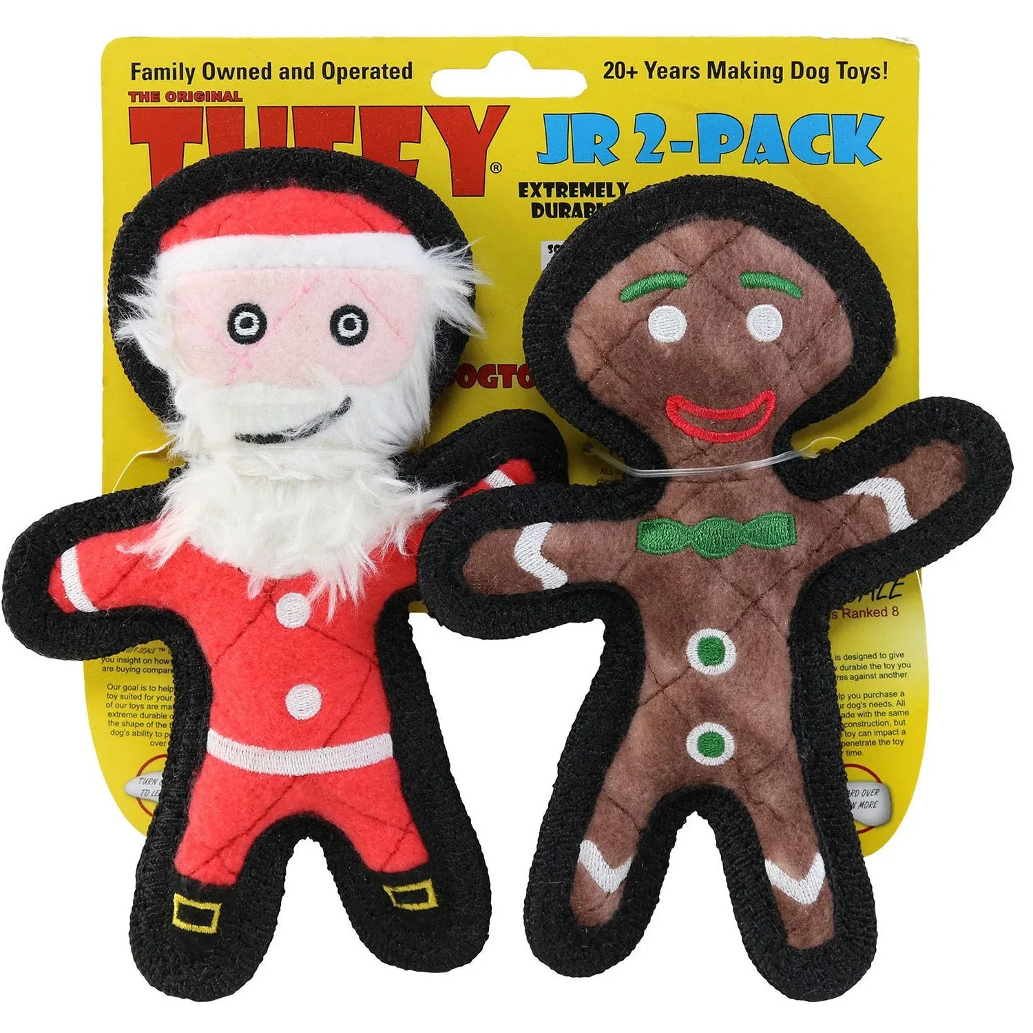 Tuffy Dog Toys Jr Gingerbread Man & Santa 2 Pack