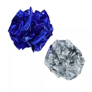 Turbo Blue & Silver Krinkle Balls Batting Cat Toys, 2