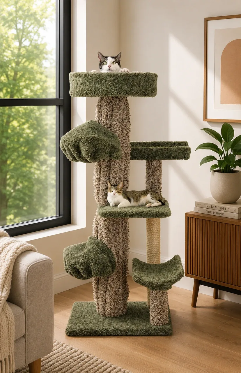 Unique Cat Tree Scratcher – Realistic Tree Cat Tree with Natural Branch Design