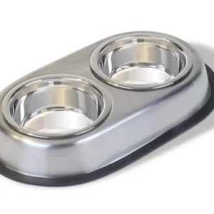 Van Ness Large Stainless Steel Double Dish Dog Bowl