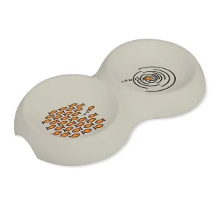 Van Ness Plastics EcoWare Bamboo Double Dish for Cats Assorted 16oz SM