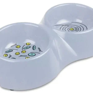 Van Ness Plastics EcoWare Bamboo Double Dish for Dogs Assorted 32oz LG