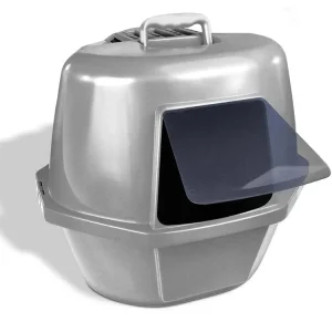 Van Ness Plastics Enclosed Corner Cat Litter Box Silver LG