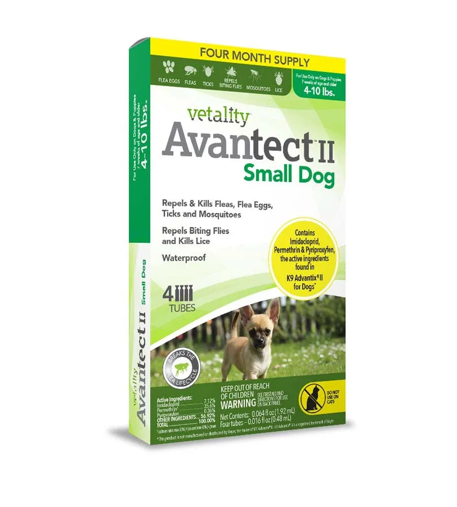 Vetality Avantect II Flea & Tick For Dogs 0.064 fl. oz 4 Count