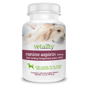 Vetality Canine Aspirin Chewable Tables 300mg 120 ct