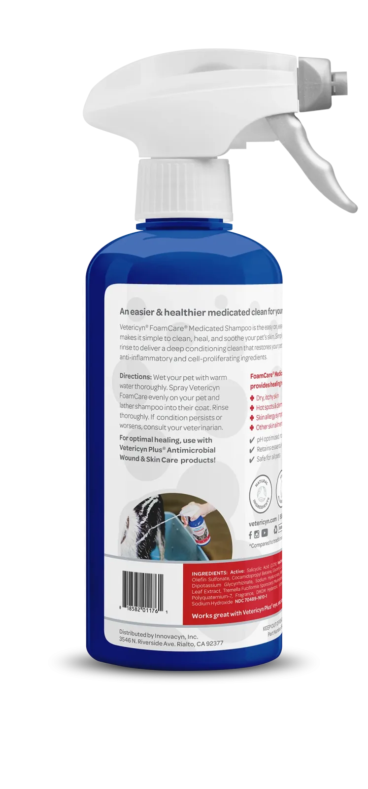 Vetericyn FoamCare Sprayable Medicated Shampoo for Dogs & Cats, 16-ounce - Image 2