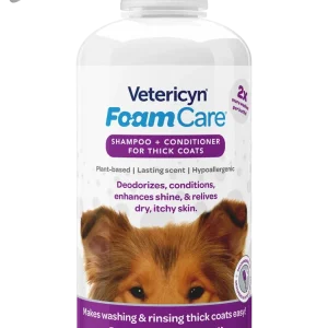 Vetericyn FoamCare Sprayable Thick Coat Shampoo + Conditioner for Dogs & Cats, 16-ounce