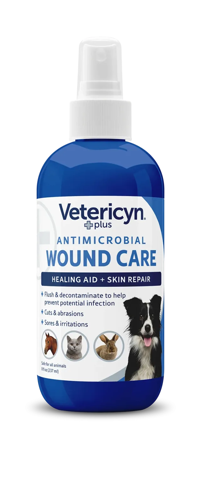 Vetericyn Plus Antimicrobial All Animal Wound Care Spray, 8-ounce