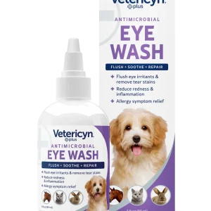 Vetericyn Plus Antimicrobial Eye Wash for Dogs & Cats, 3-ounce