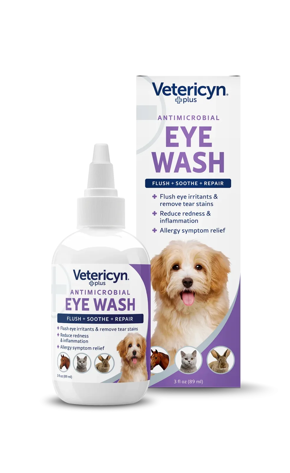Vetericyn Plus Antimicrobial Eye Wash for Dogs & Cats, 3-ounce