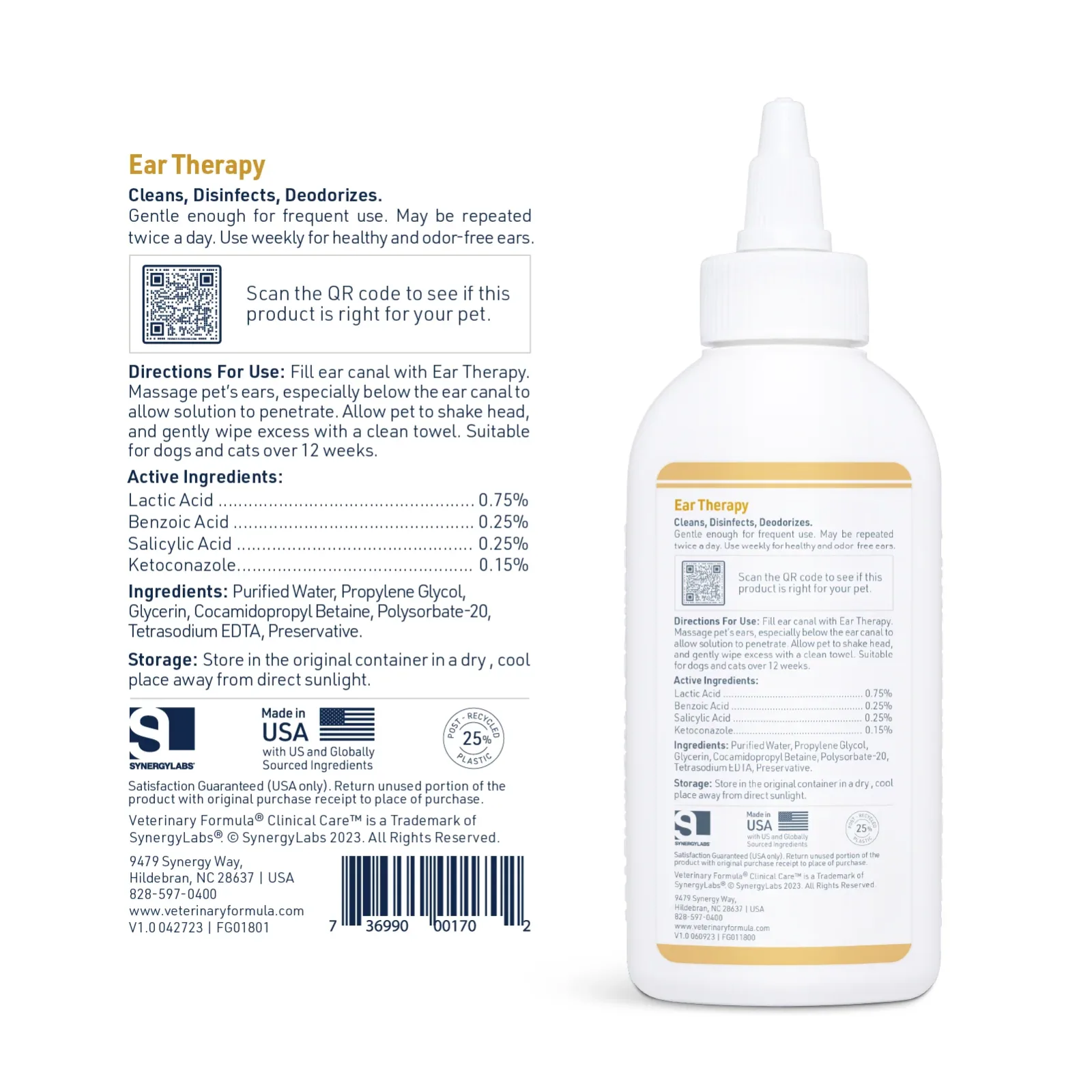 Veterinary Formula Clinical Care Ear Therapy for Dogs & Cats, 4 oz - Image 2