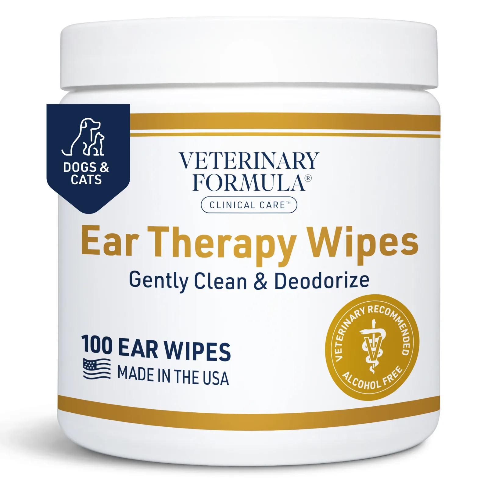 Veterinary Formula Clinical Care Ear Therapy Wipes for Dogs & Cats, 100 Count