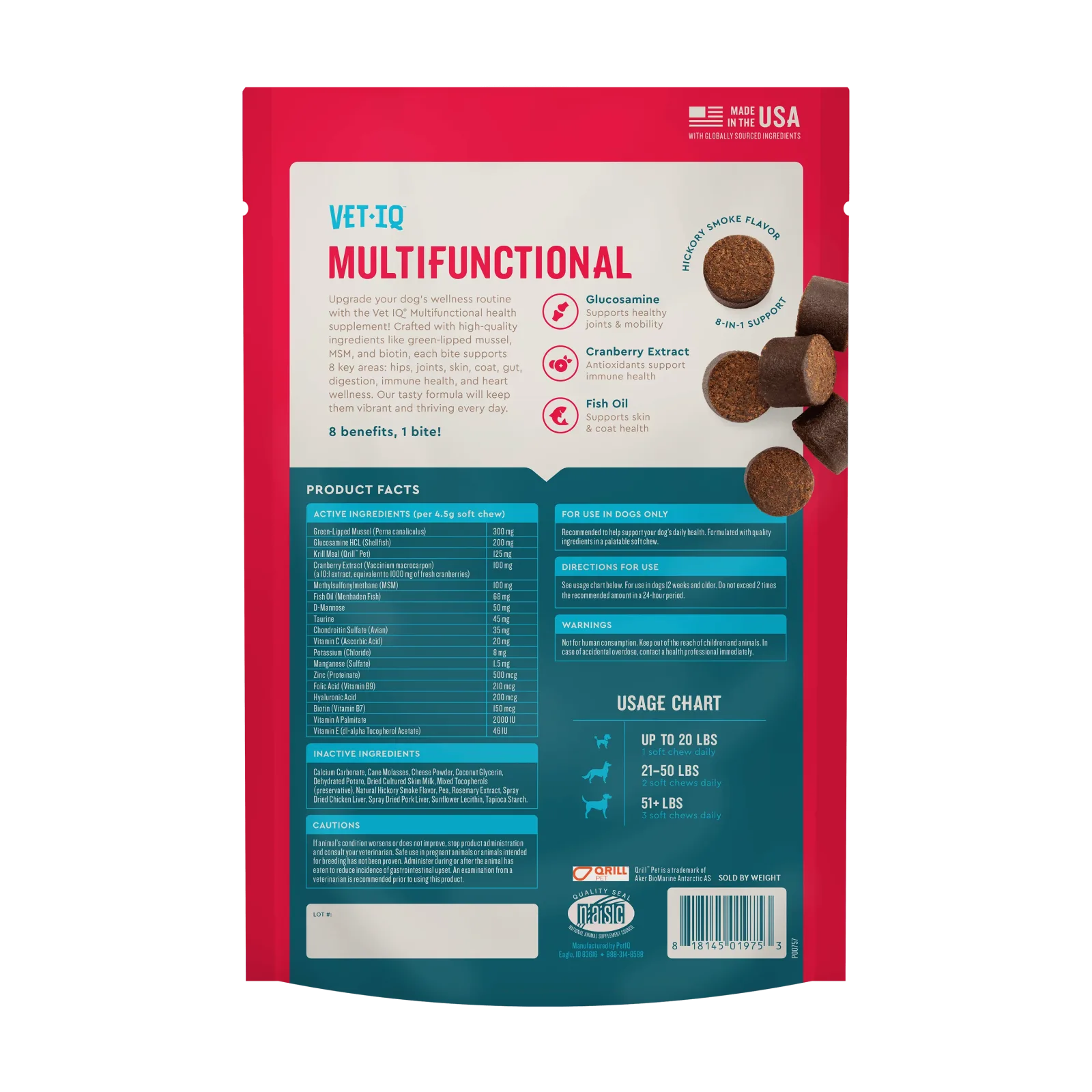 VETIQ 8-in-1 Multifunctional Dog Chew 60 count - Image 2