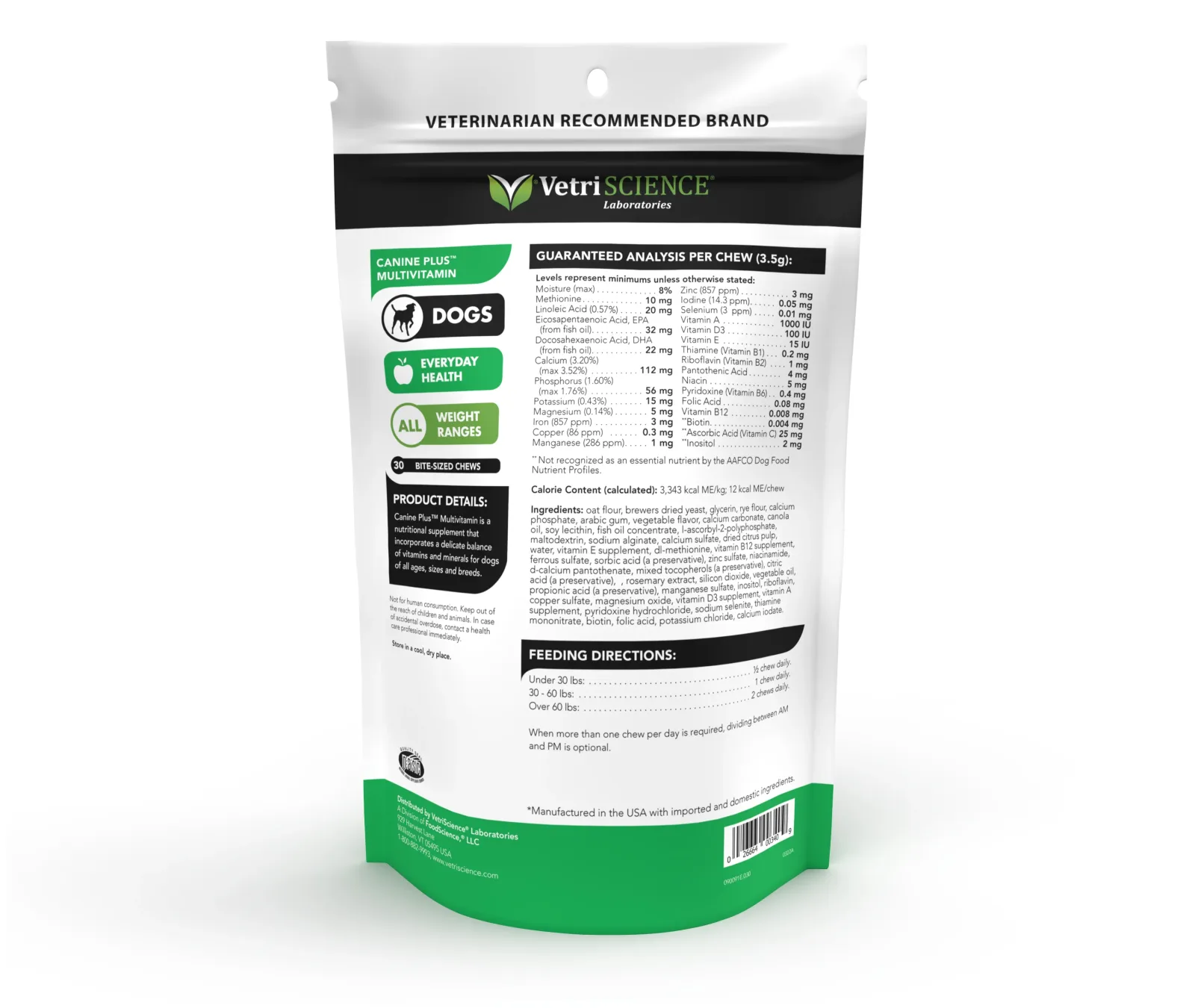 VetriScience Canine Plus Multivitamin for Dogs, Chew, Veggie Flavor 30 Count - Image 2
