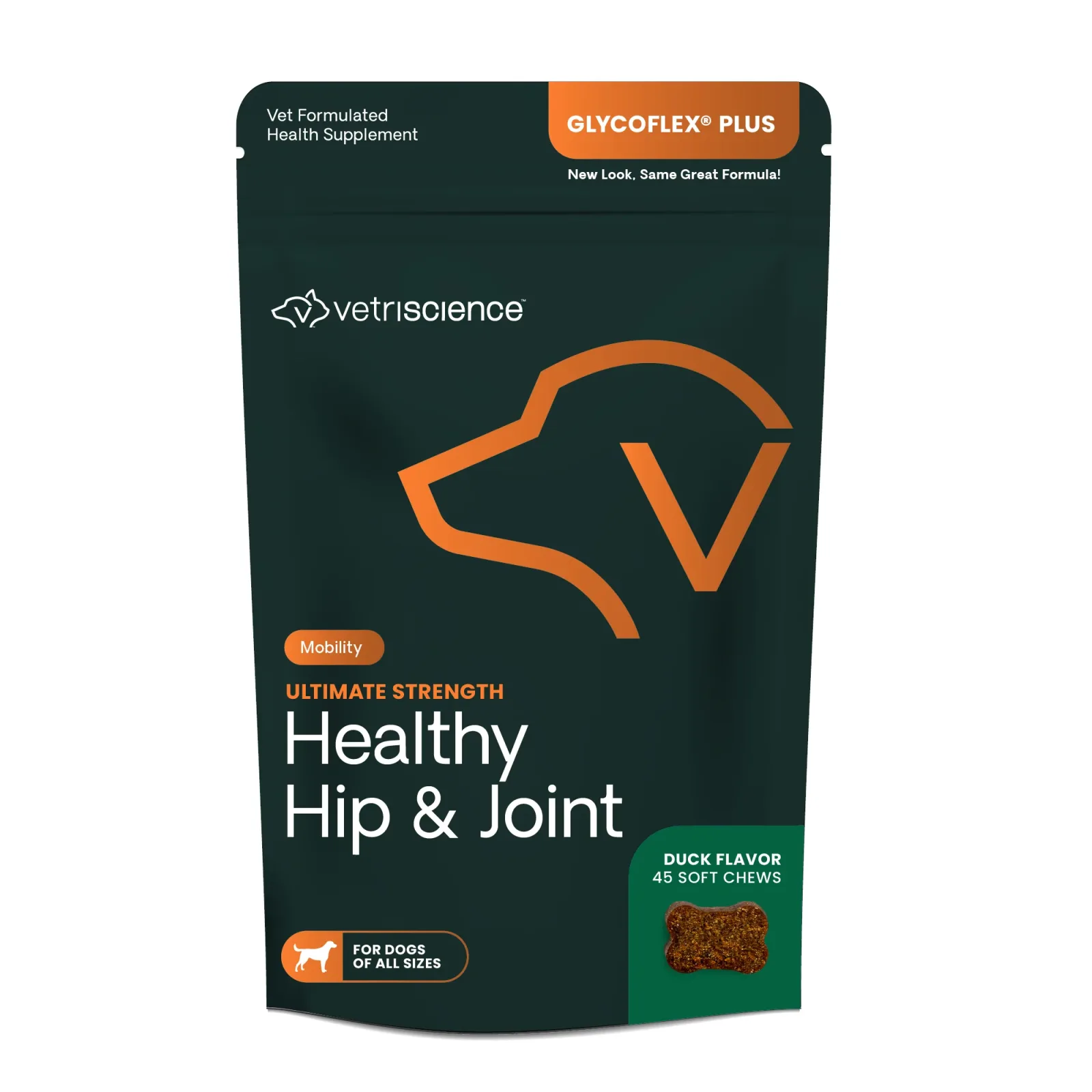 VetriScience GlycoFlex Plus Hip & Joint Dog Supplement Duck 45 ct