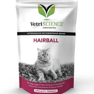 VetriScience Hairball Control Supplement for Cats, Chew, Chicken Liver Flavor 60 Count