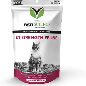 VetriScience UT Strength Feline Urinary Tract Supplement for Cats, Chew, Chicken Liver Flavor 60 Count