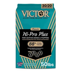Victor Classic Hi-Pro Plus All Life Stages Beef, Chicken, Fish and Pork Recipe Dry Dog Food, 50lb
