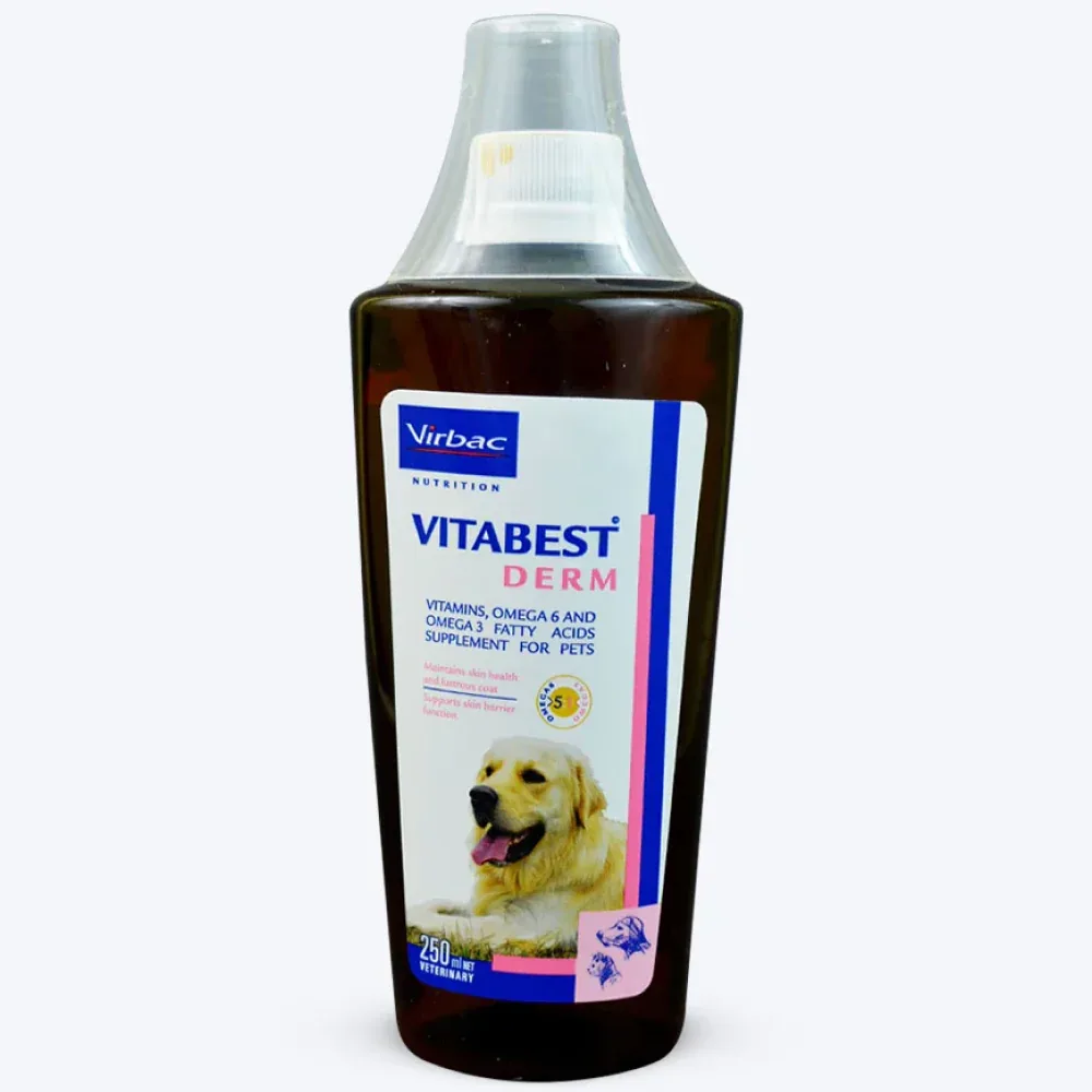 Virbac Vitabest Derm Omega 3+6 Syrup (250ml) and Intas Conaseb Shampoo (200ml) for Dogs & Cats Combo - Image 2