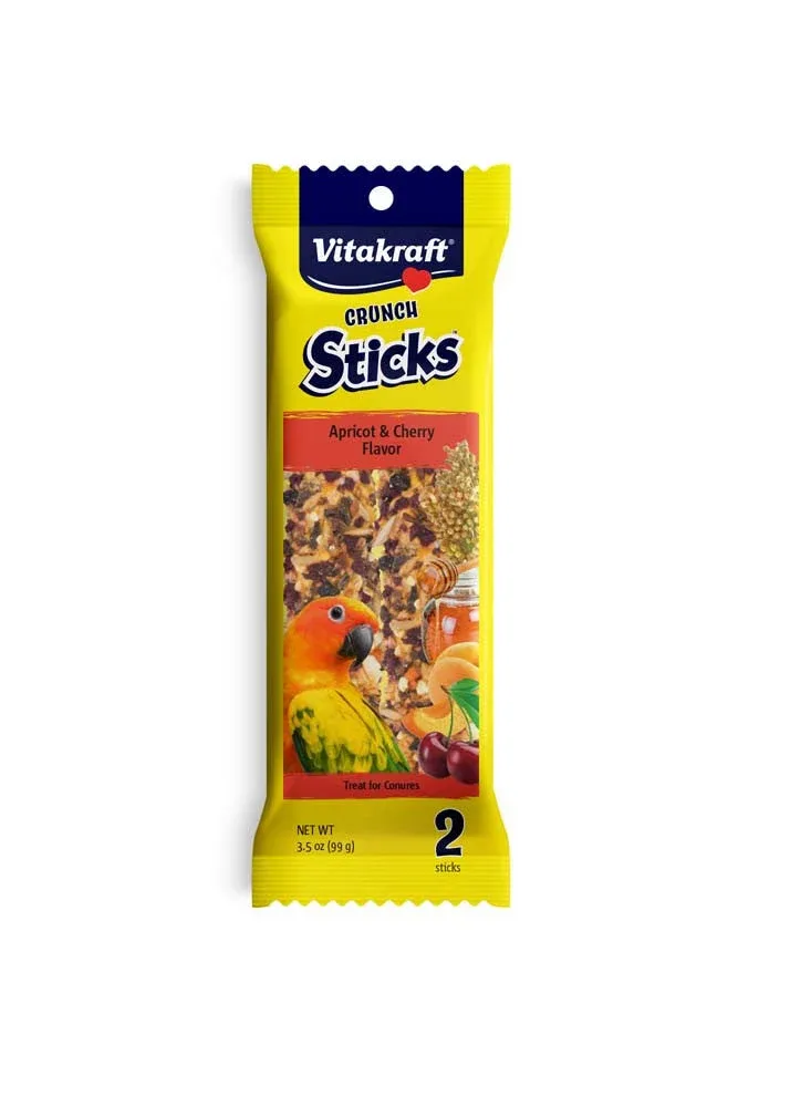 Vitakraft Crunch Sticks Apricot & Cherry Flavor Conure Treat 3.5 oz 2 Count