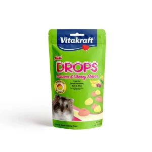 Vitakraft Mini Drops w/Banana & Cherry Flavor Treat for Small Animals 2.5 oz