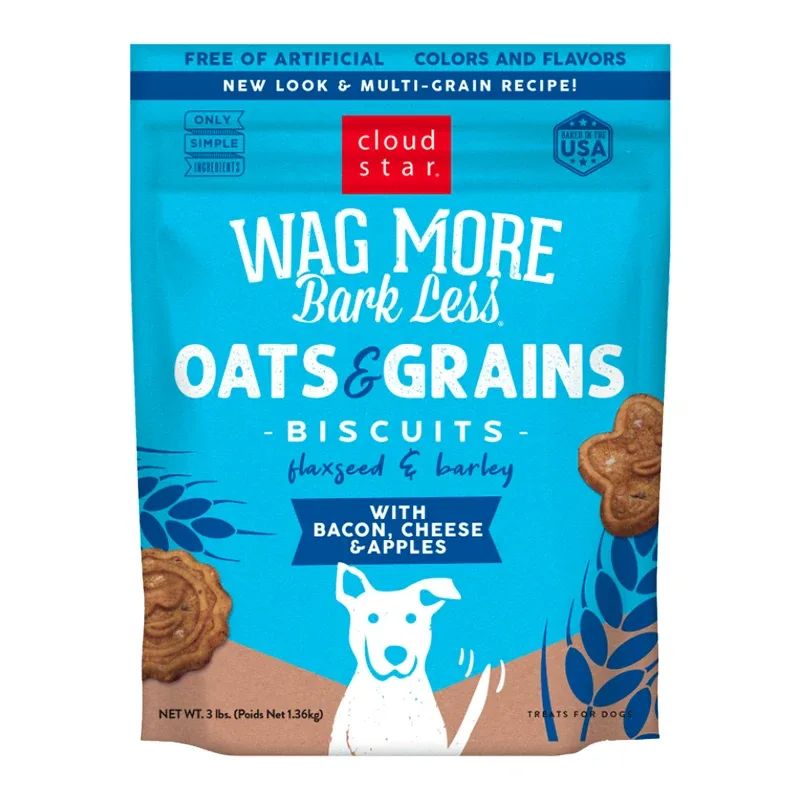 Wag More Bark Less Original Oven Baked Treats with Bacon, Cheese and Apples 3lb {L+1x} 938083