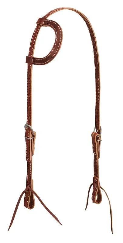 Weaver Brown Latigo Flat Sliding Ear Headstall