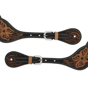 Weaver Cross Floral Tooled Mens Spur Straps Mens