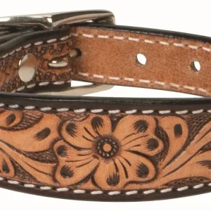 Weaver Floral Tooled Leather Dog Collar