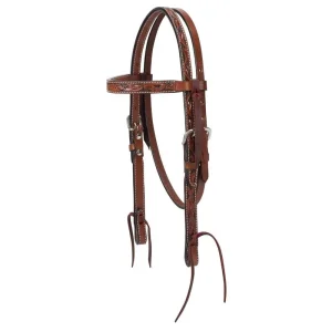 Weaver Turq Cross Carved Chestnut Pony BB Headstal