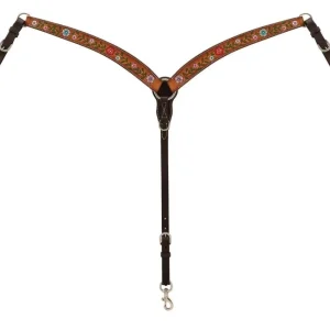 Weaver Turq Cross Floral Vine Breast Collar