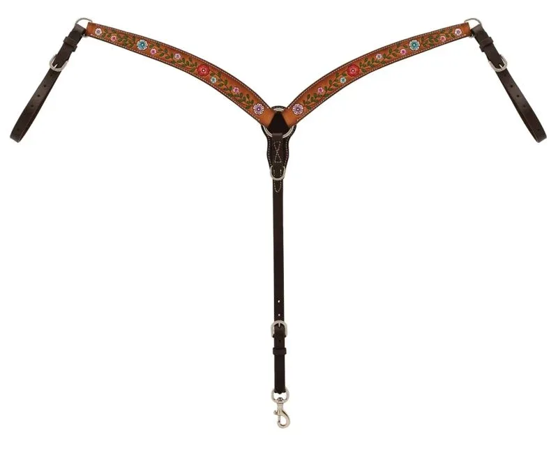 Weaver Turq Cross Floral Vine Breast Collar
