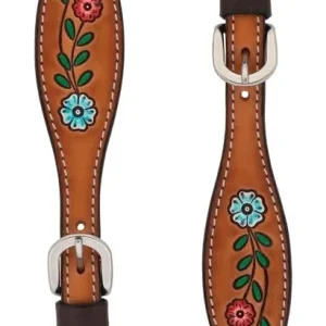 Weaver Turq Cross Floral Vine Ladies Spur Straps