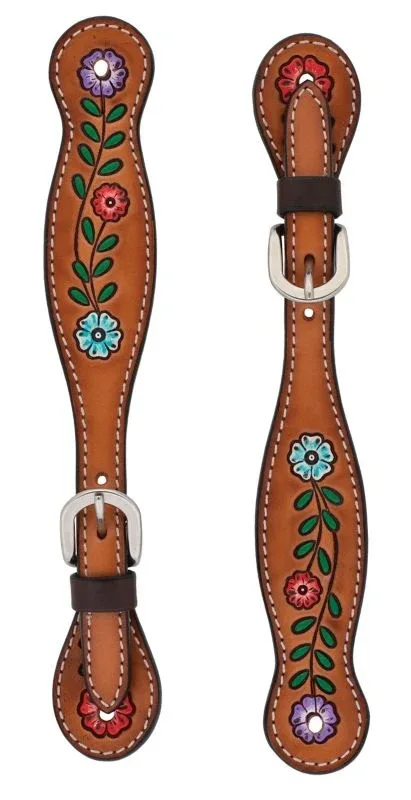 Weaver Turq Cross Floral Vine Ladies Spur Straps