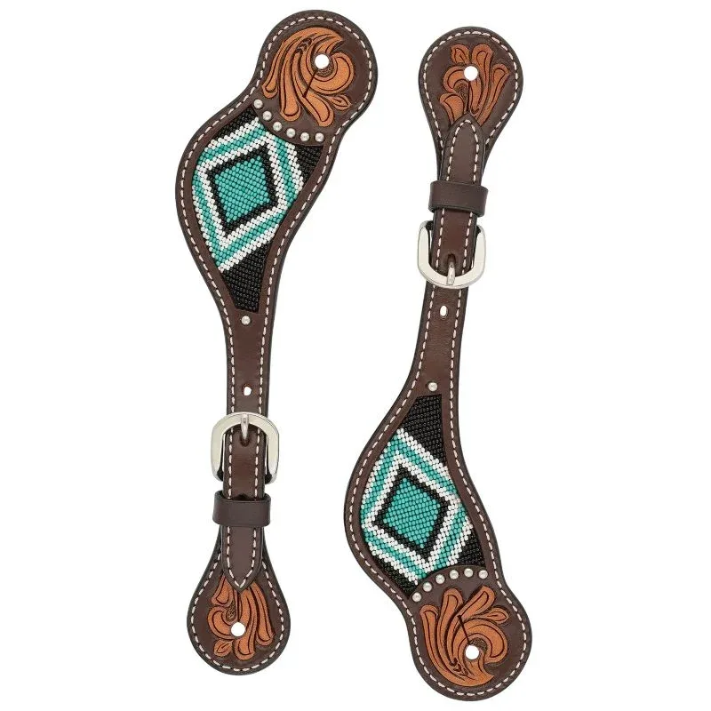 Weaver Turq Cross Ladies Tur Bead Flor Spur Straps