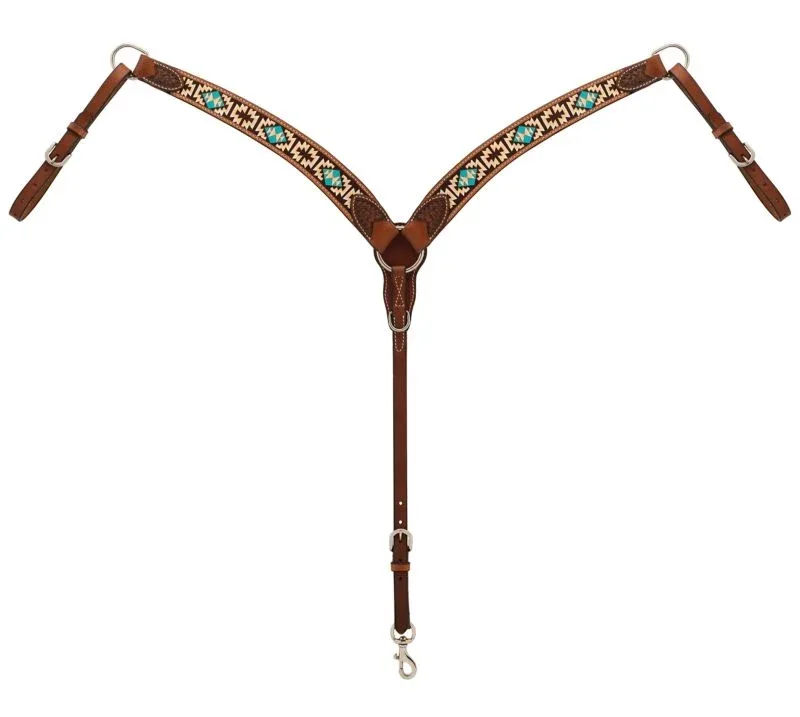 Weaver Turquoise Cross Aztec Contour Breast Collar