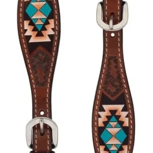 Weaver Turquoise Cross Aztec Ladies Spur Straps