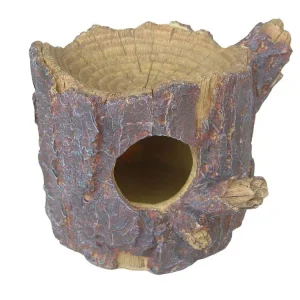 Weco Wecorama Sleepy Hollows Pine Den Lodge Terrarium Ornament with Feeder Gray, Brown